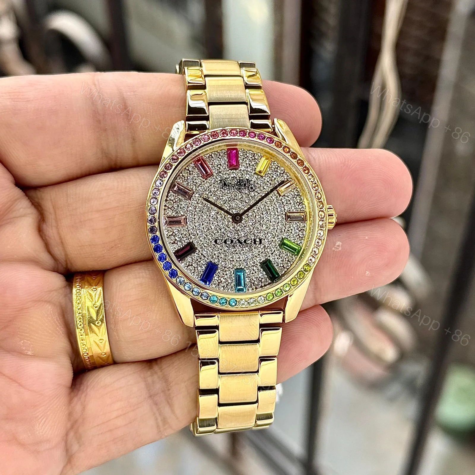 Coach Preston – Gold Finish with Crystal Rainbow Dial — view 1