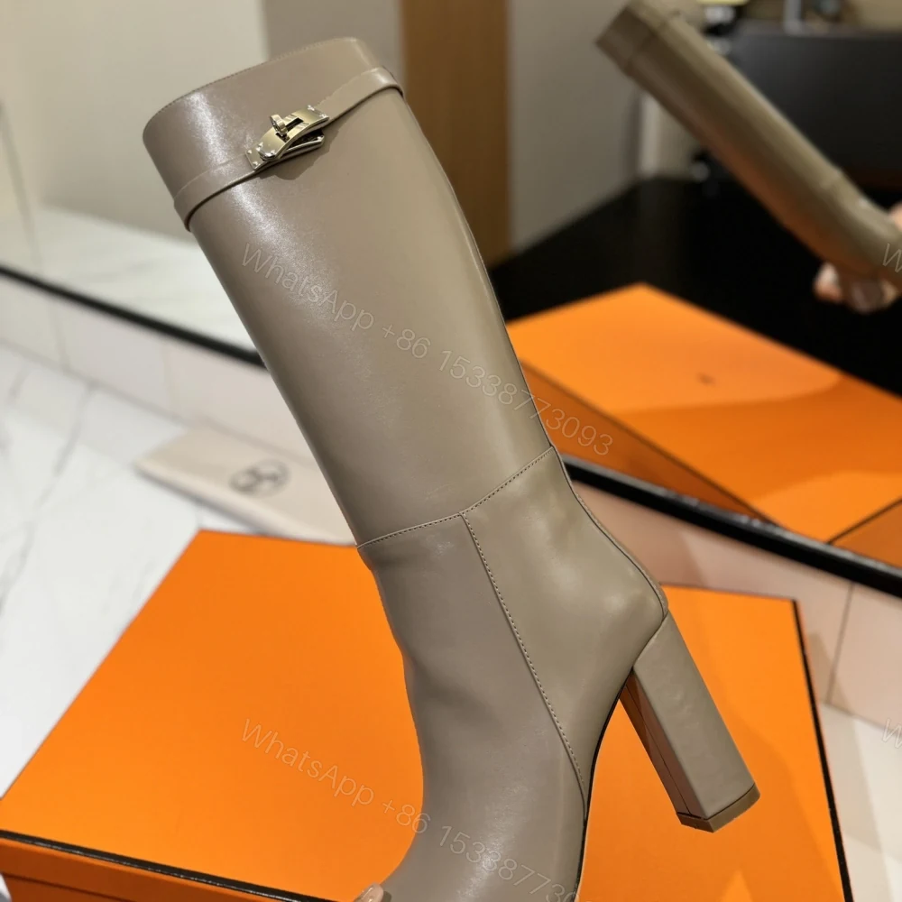 View 7 of 高仿Hermes*H192179ZE5小牛皮高筒靴沙色8.5CM免檢版