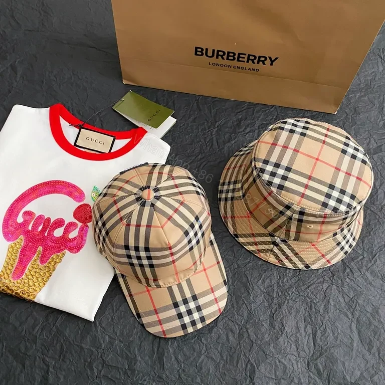 View 3 of Beige Plaid Bucket Hat â€” Premium Cotton Twill, Iconic Check Pattern
