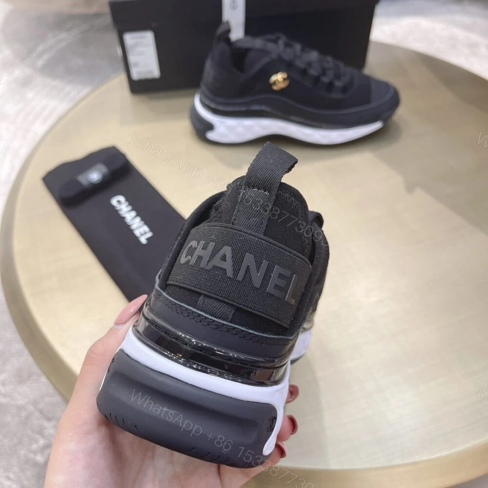 View 6 of Chanel Logo Low Top Trainer Sneakers Black
