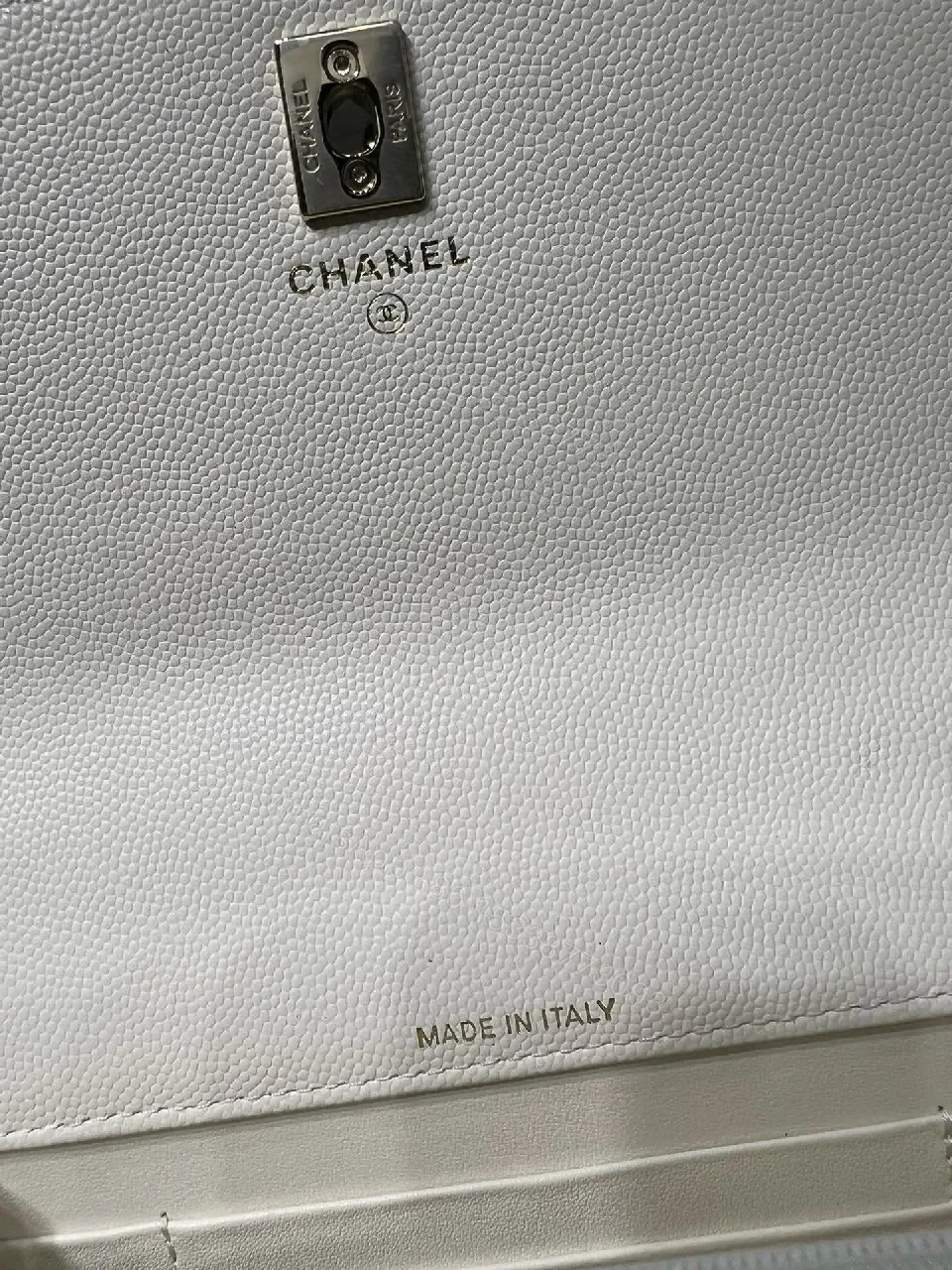 View 4 of White Quilted Mini Bag: Gold Logo, Structured Luxury, Compact