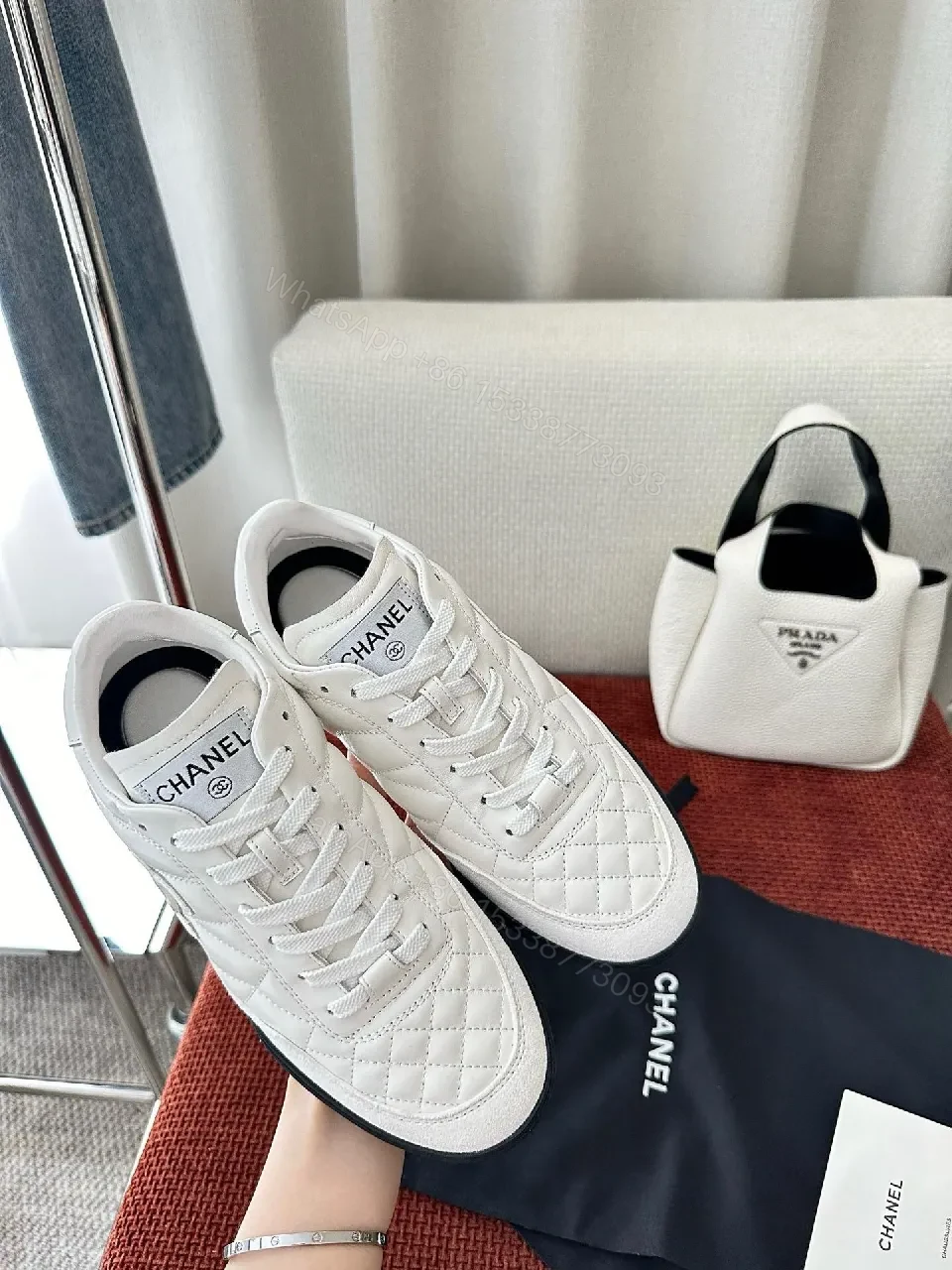 View 3 of Quilted White Luxury Sneaker: All-Day Comfort, Couture-Inspired