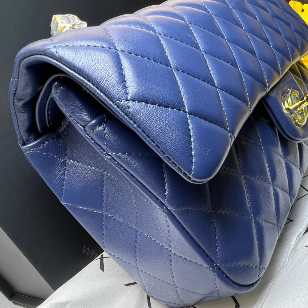 View 4 of Chanel Classic Handbag Blue With Gold Hardware 26cm A01112