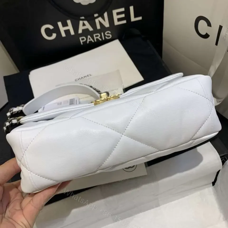 View 4 of CHANEL 19 FLAP MEDIUM WHITE LAMBSKIN