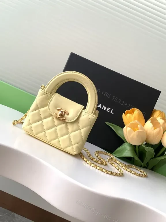 Creamy Pearl Beaded Quilted Bag, Gold-Chain Carrying — view 1