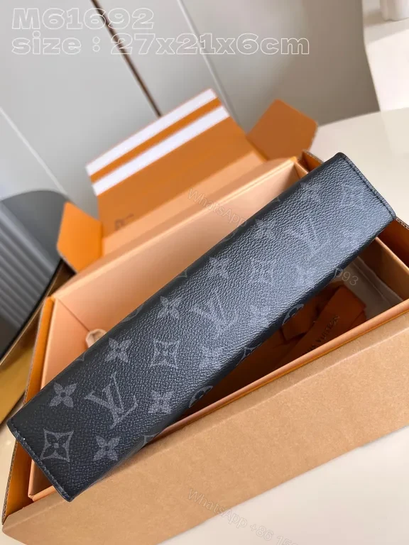 View 3 of Monochrome LV-Inspired Monogram Clutch: Compact Luxury Organizer