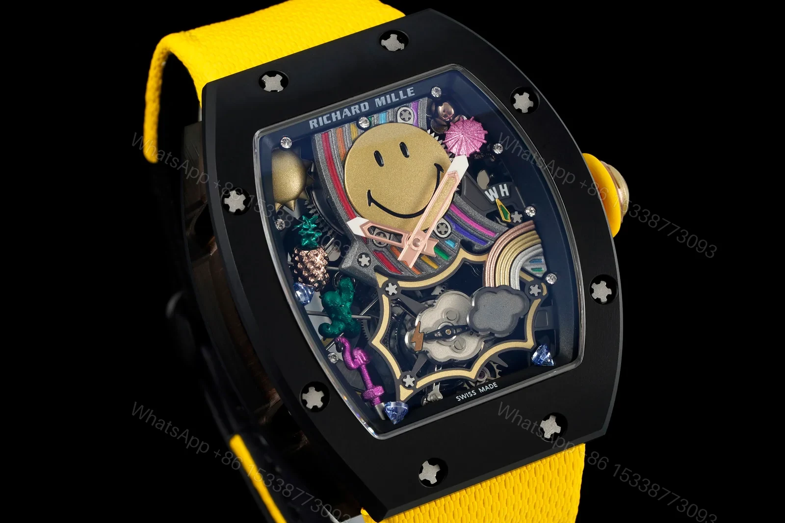 View 3 of Richard Mille RM 88 Tourbillon Automatic Smiley Skeleton Watch Luxury Edition RM-RM88-SMILEY-TOURBILLON-AUTO