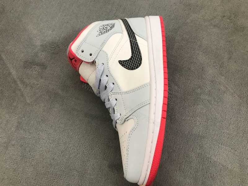 View 3 of Air Jordan 1 Mid Half Blue Polka Dot Swoosh (GS) 555112-400