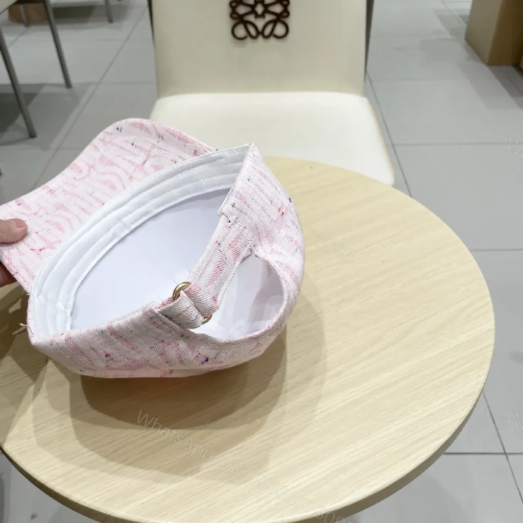 View 8 of Linen-Blend Cap: Pink Textured Knit, Dior-Inspired Patch, Soft Crown
