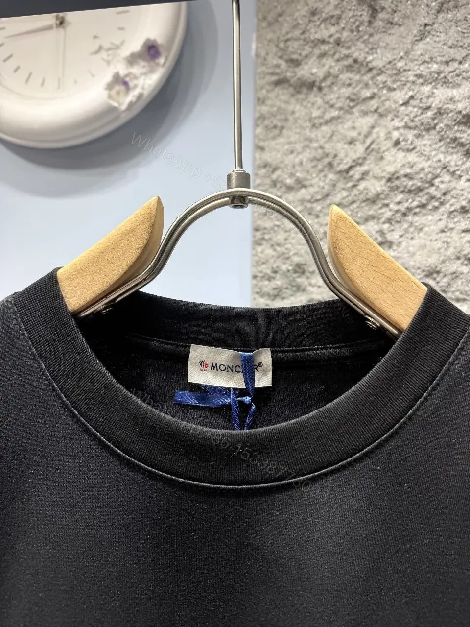 View 6 of Black Cotton Tee Minimal Moncler-Logo Luxury Essential