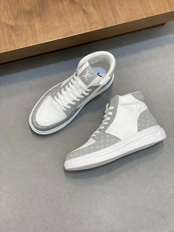 View 5 of Textured LV-Inspired High-Top Sneakers for All-Day Comfort