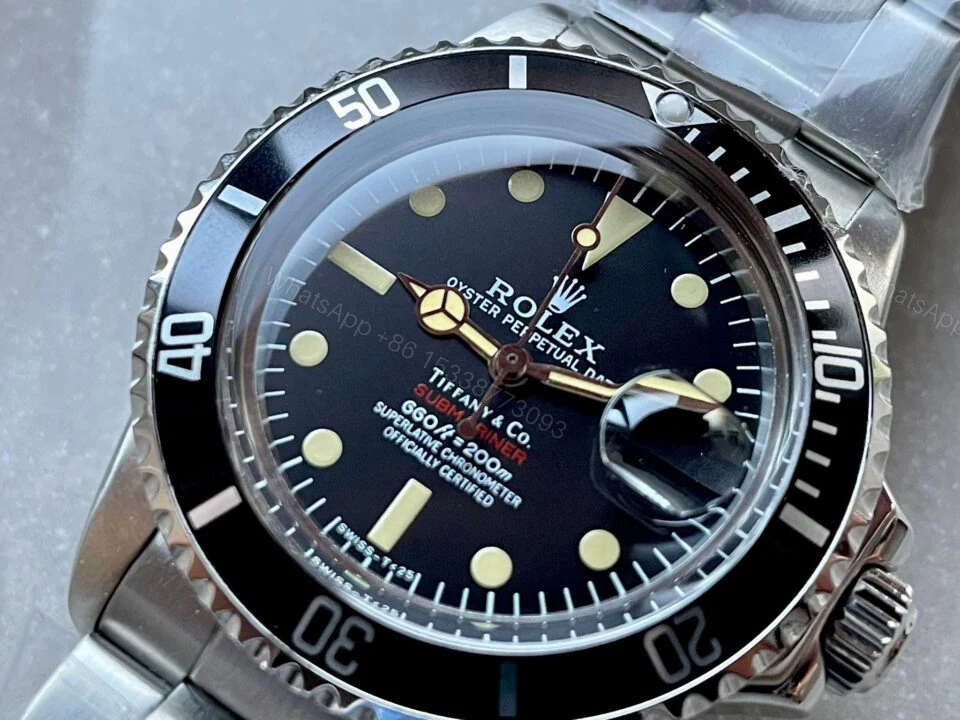 View 4 of VINTAGE Rolex Submariner Date Tiffany & Co 16610A30B9315 Black dial with SS bracelet