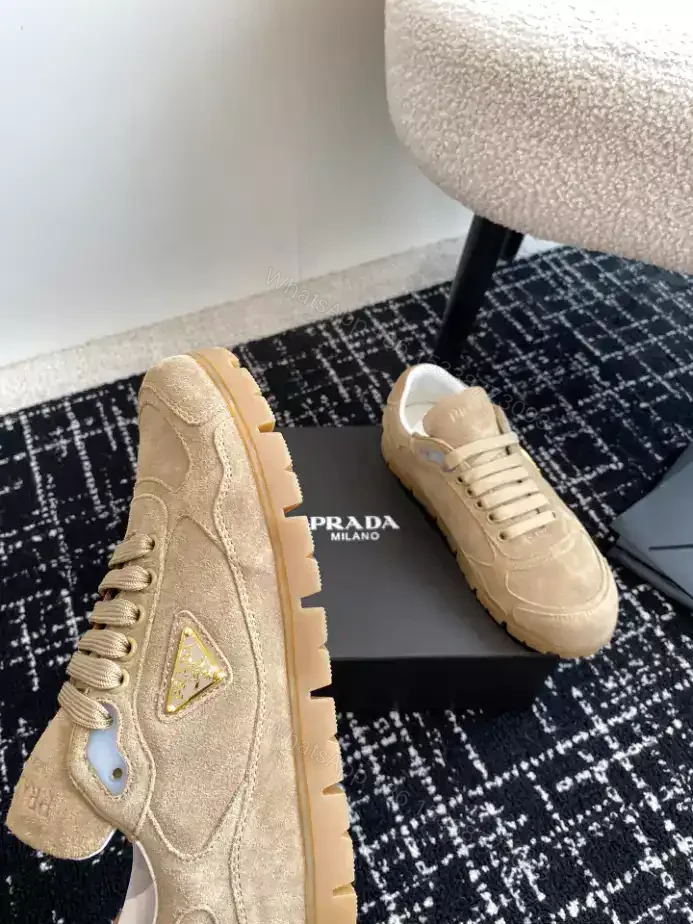 View 10 of PRADA TRAIL FADED SUEDE SNEAKERS IN ECRU – PRD080