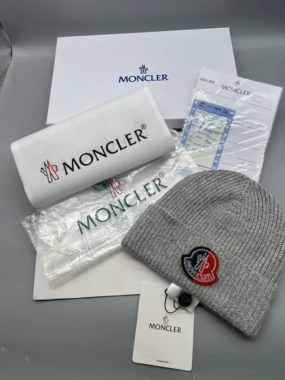 View 7 of Red Knit Beanie with Moncler Patch - Premium Wool Blend Knit Beanie