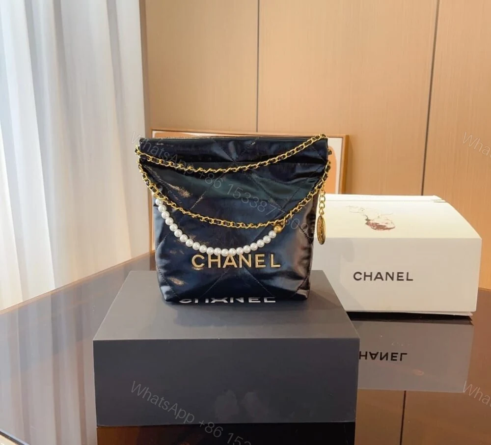 View 2 of Chanel 22 Mini Handbag Crystal Pearls Black 22Cm