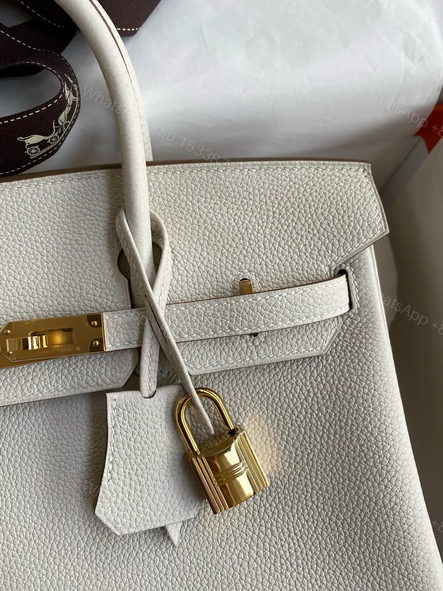 View 3 of HN 25CM CREAM TOGO LEATHER GOLD HARDWARE