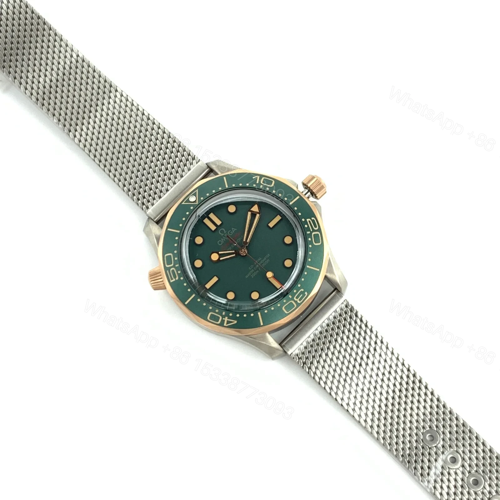 View 3 of Omega Seamaster Diver 300M 007 Edition No Date 42mm Green Dial Mesh Bracelet Automatic Watch OMG-SM300-007-NODATE-42MM-MESH