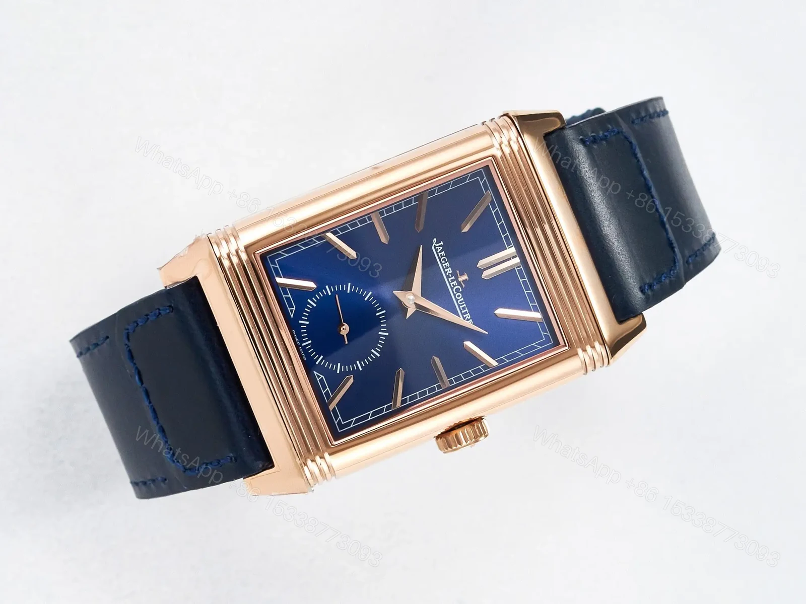 View 4 of Reverso Tribute Duoface Small Seconds RG MGF Best Edition Blue Dial on Blue Leather Strap A854A