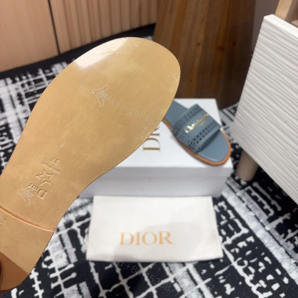 View 6 of 高仿Dior*D-Lane系列KCO153圓頭套腳一字拖鞋藍色免檢版