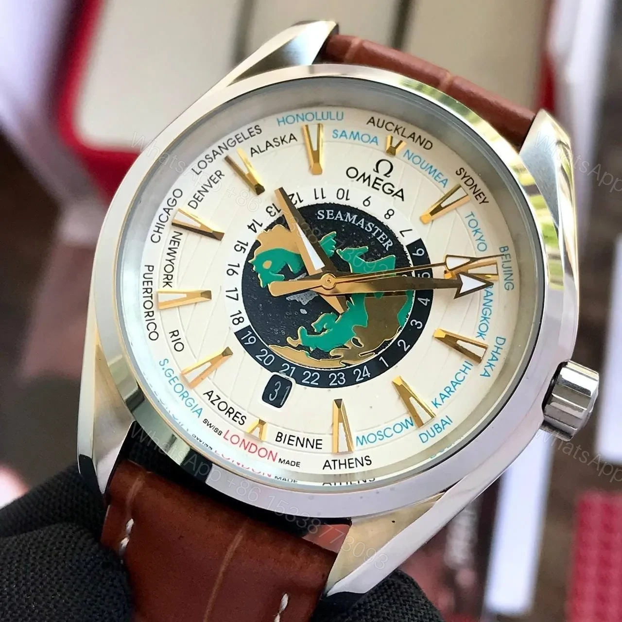 View 5 of Omega Seamaster Co-Axial Aquatera WorldMap