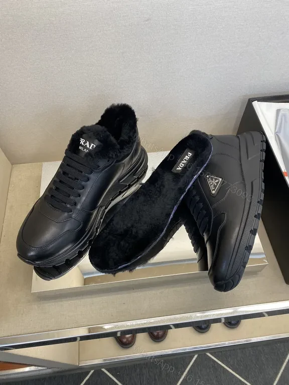 View 9 of Prada-Style Leather High-Top Sneakers: Lux Warmth