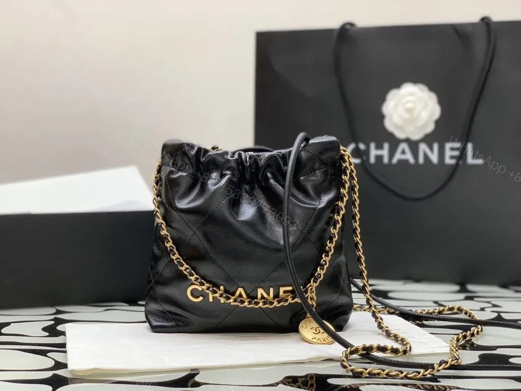 View 6 of Chanel-Inspired Black Quilted Mini Bag with Gold Chain