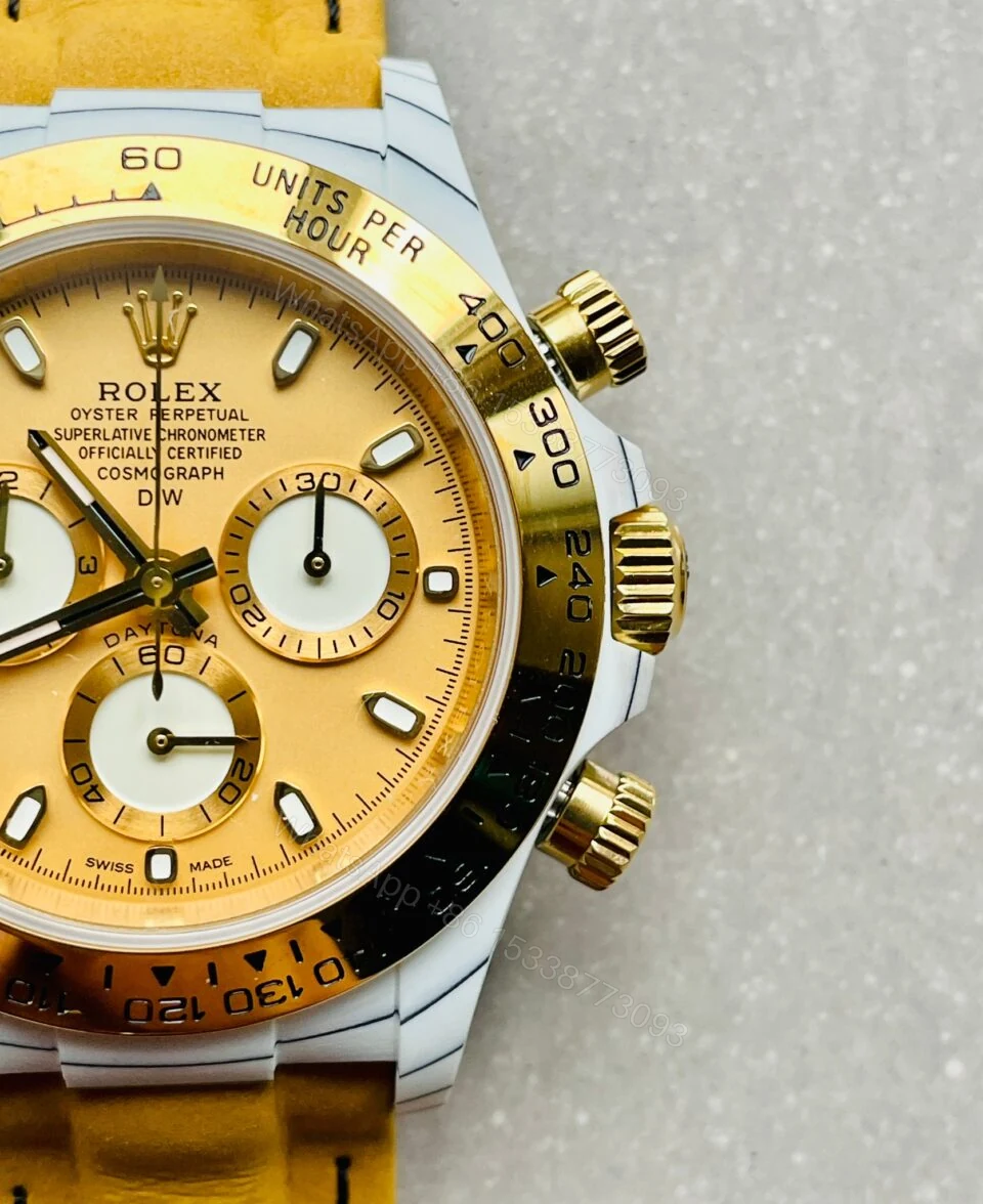 View 6 of DIWF Factory 1:1 Rolex Daytona DIW White Carbon/YG Best Edition Gold Dial A7750