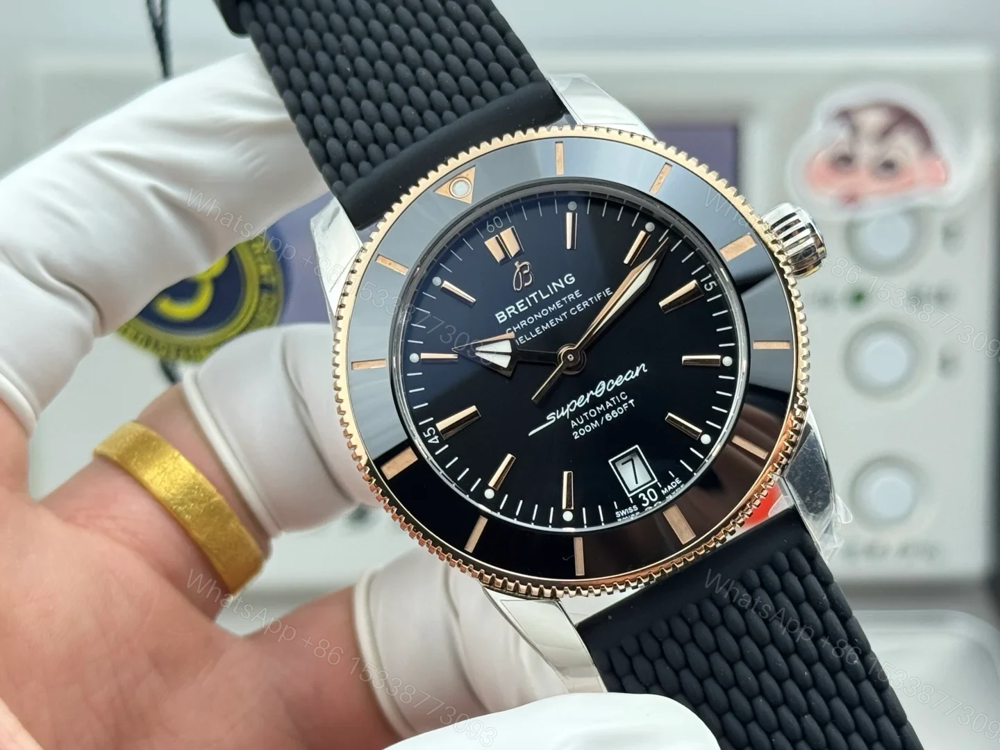 View 2 of Breitling Superocean Heritage Ceramic Black Replica 42MM Premium Rubber Strap Edition UB2030121B1S1