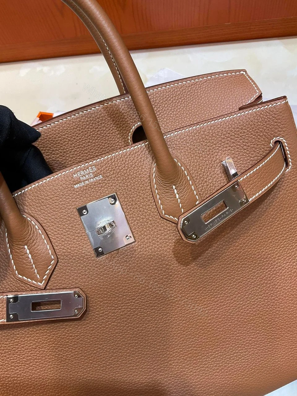 View 3 of Hermes Brikin 30 Gold with Sliver Hardware