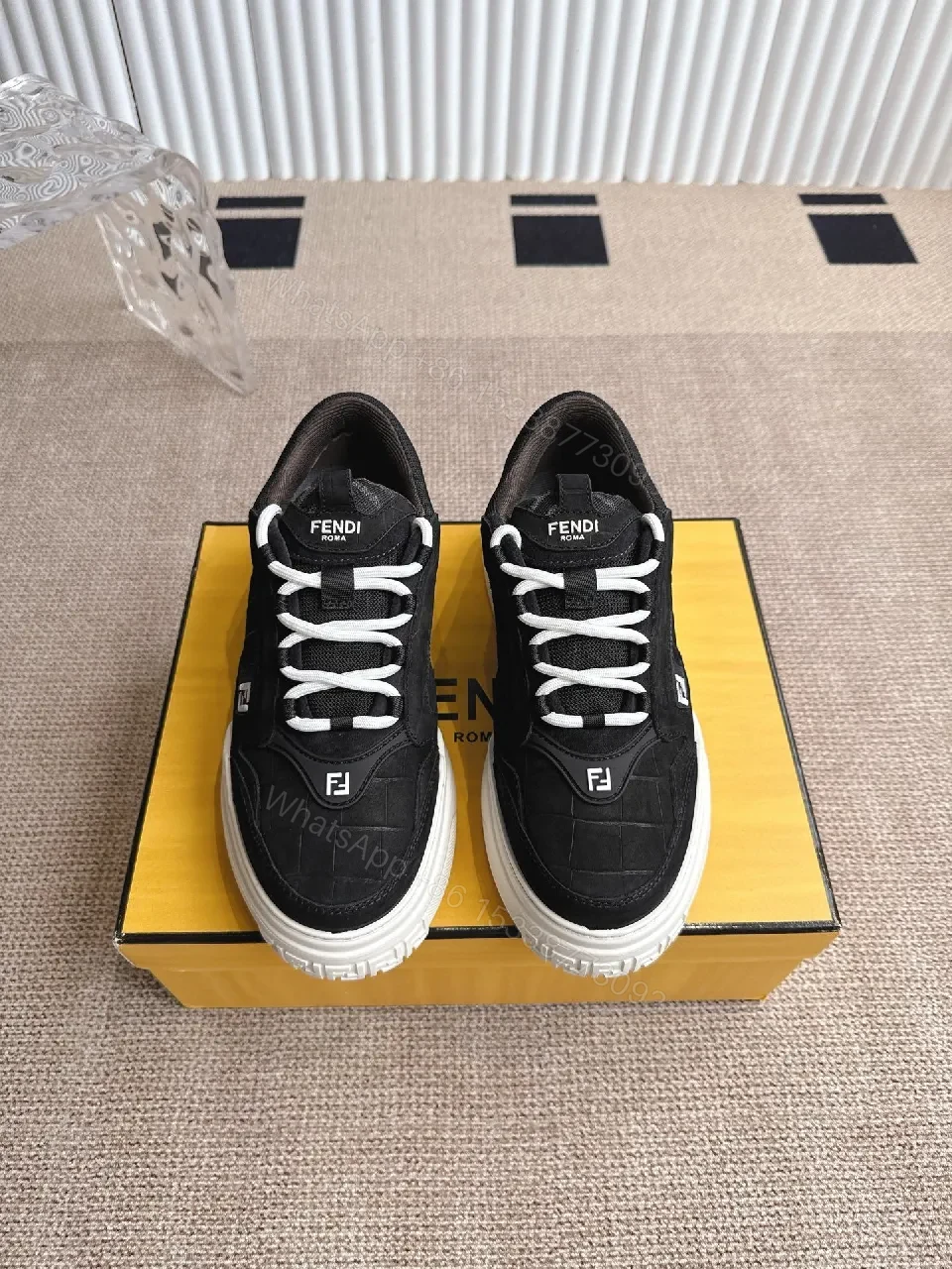 View 7 of Bold-Quilted Black High-Top Trainers with Luxe Detail