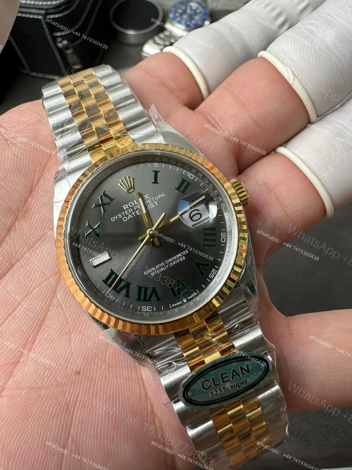 View 7 of Rolex Datejust M126233-0035 1:1 Replica Gray Roman Dial Jubilee 36MM 3235 Movement Super Clone Watch