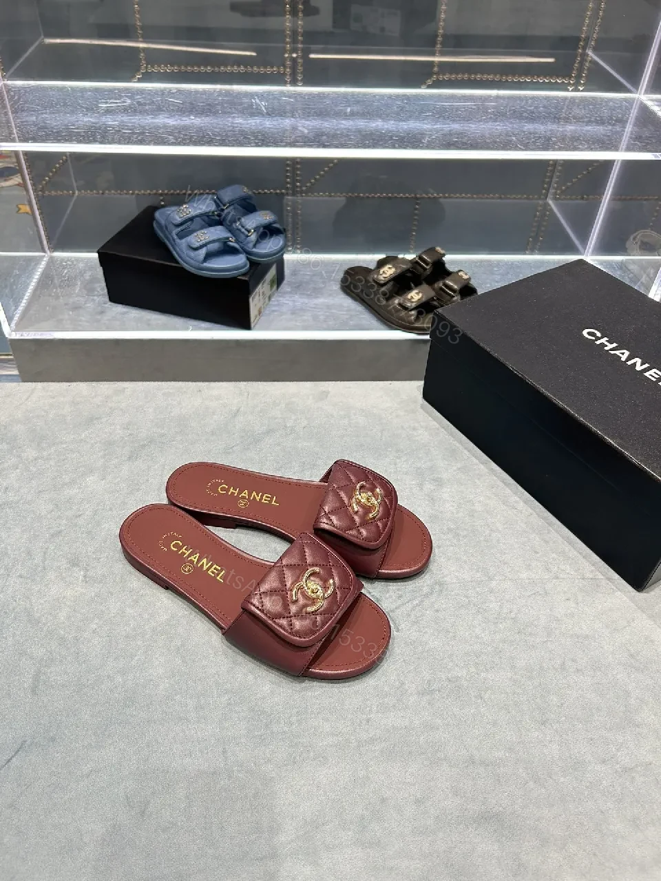 Quilted Leather Slides + Open-Toe + Luxury Comfort Slide — view 1