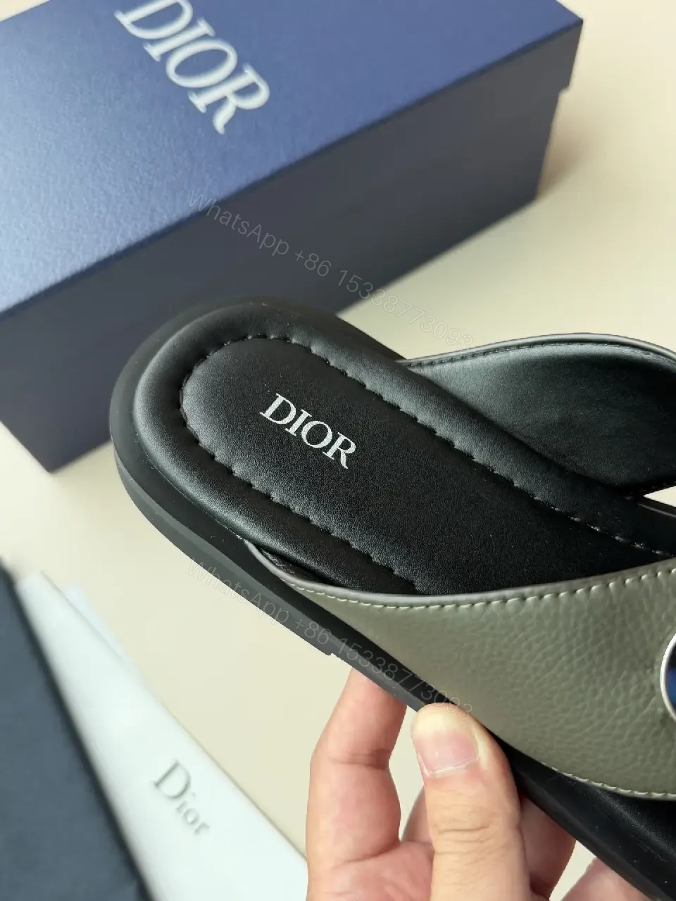 View 9 of Minimalist Leather Slides with Signature Hardware, Modern Comfort
