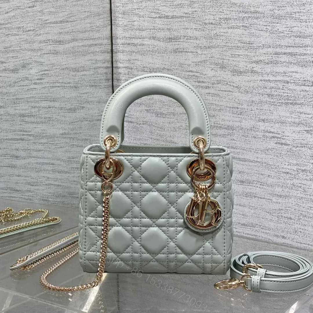 Dior Mini Lady Dior Bag in opaline gray — view 1