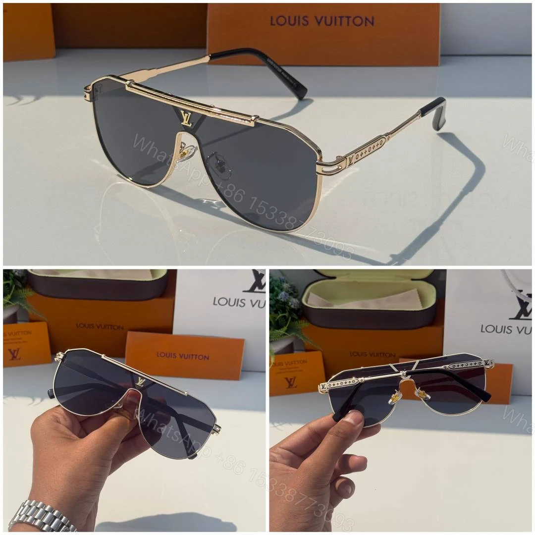 View 2 of First Copy Louis Vuitton Gold Aviator Frame Grey Lens Men’s Sunglasses