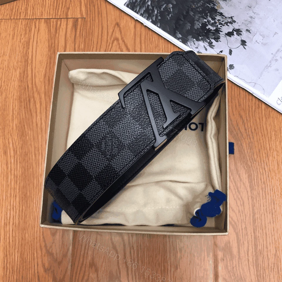 View 2 of LOUIS VUITTON BELT INITIALES DAMIER GRAPHITE BLACK GREY – B30