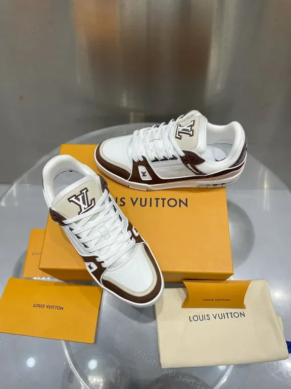View 4 of White Leather LV-Influenced High-Tops | Luxury All-Day Comfort Sneakers