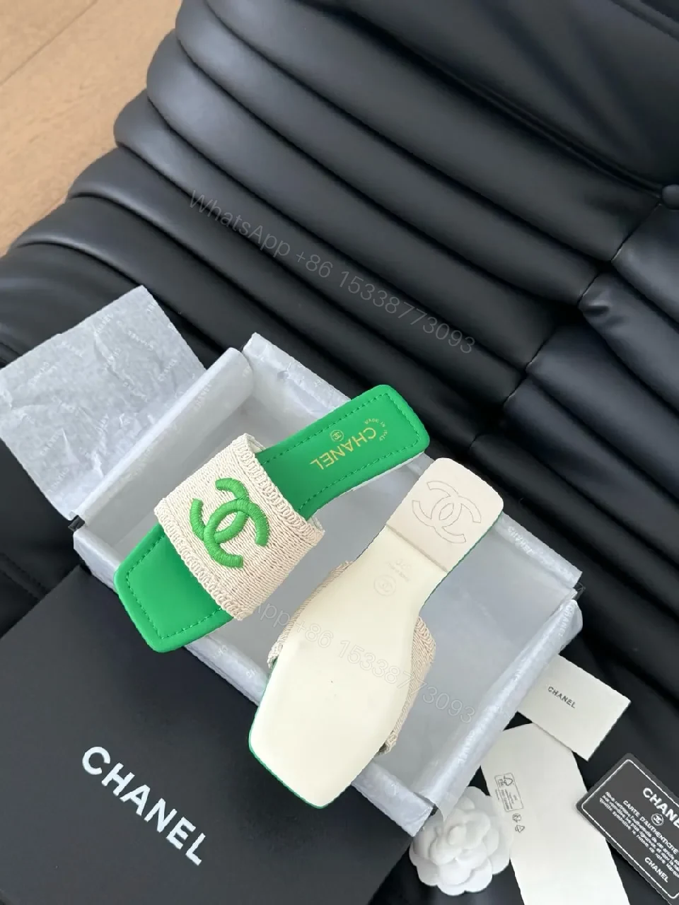 View 6 of Neon Green Woven Sandals – Statement Comfort Slide