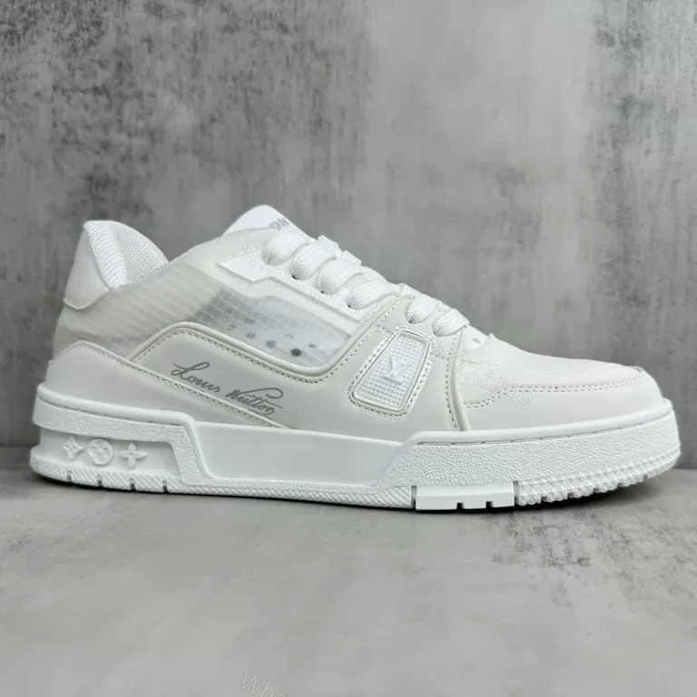 View 9 of White Leather Sneaker: Subtle LV Detailing, All-Day Comfort