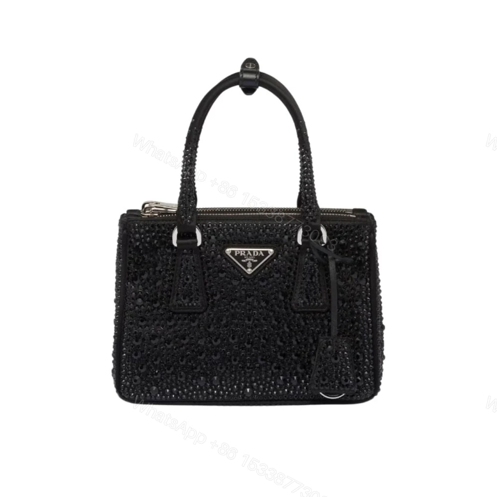 Prada Galleria Satin Mini Bag With Crystals Black 23Cm 1BA906 2AWL F0002 V EOY — view 1