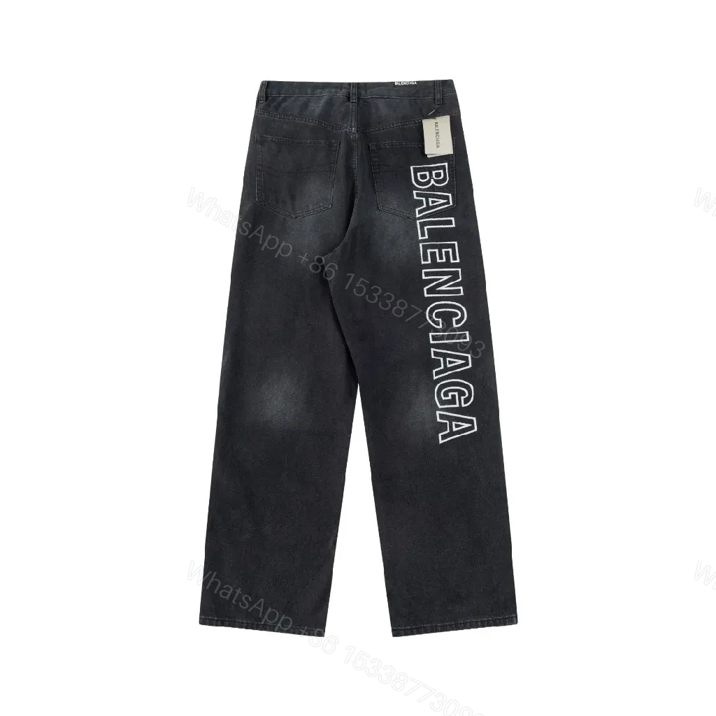 View 9 of Bold Denim Wide-Leg Jeans: Bold Lettering, Street-Ready Style