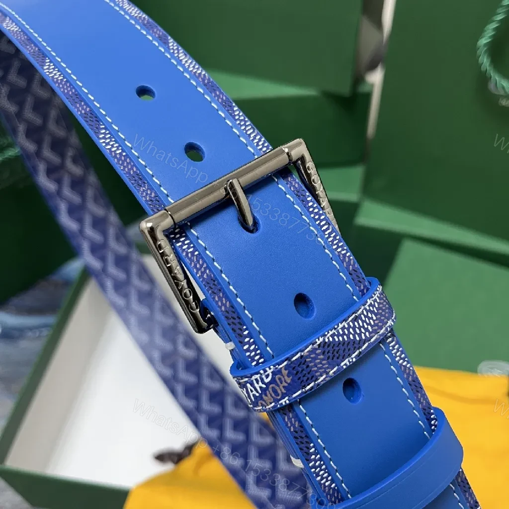 View 5 of Vibrant Blue Leather Belt with Signature Detailing