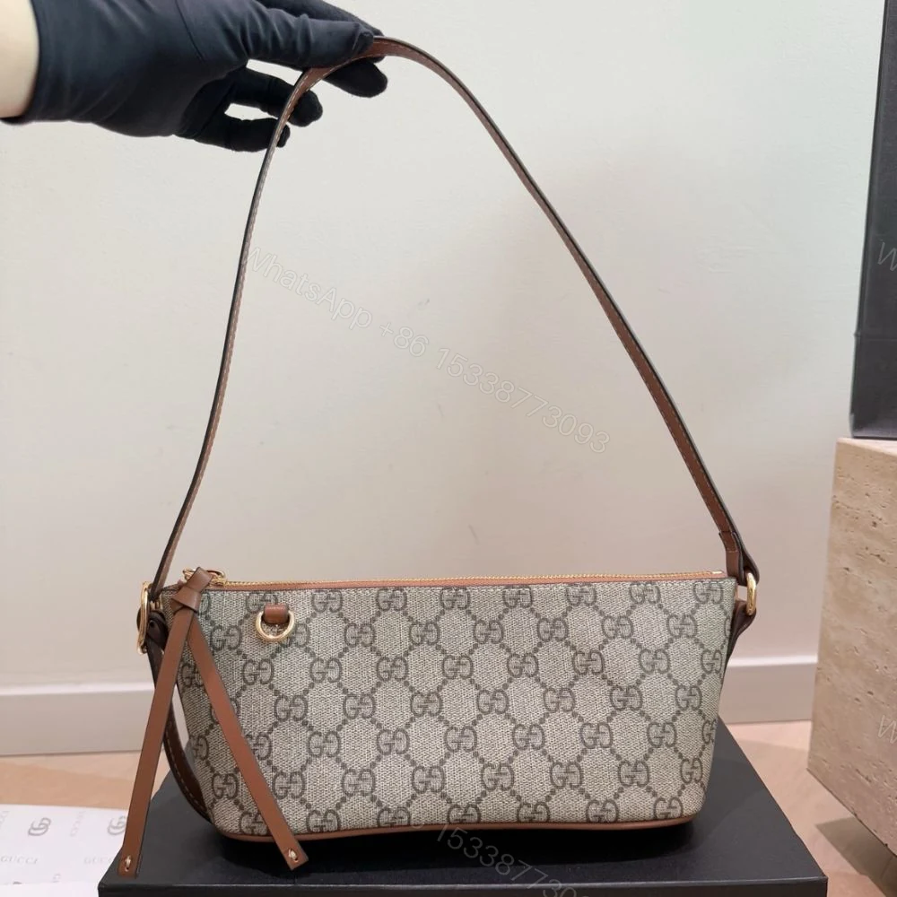 View 2 of Gucci GG Emblem Small Shoulder Bag Beige And Dark Brown 25Cm 847281 FAEUC 9758
