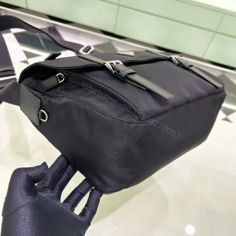 View 8 of Black Nylon Compact Messenger Bag - Prada-Inspired Luxury, Minimalist Utility