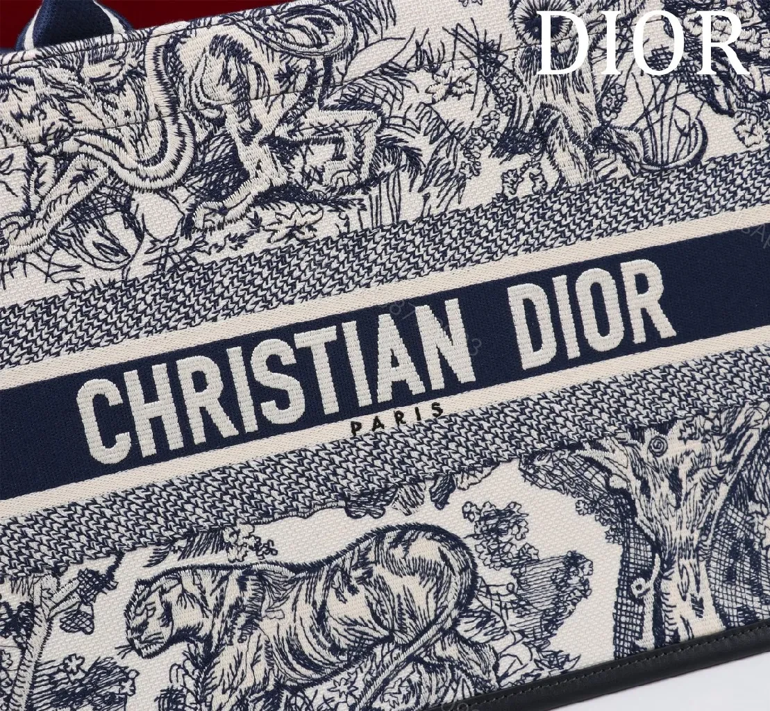 View 9 of Bold Navy Ivory Tapestry Tote: Signature Logo Carryall