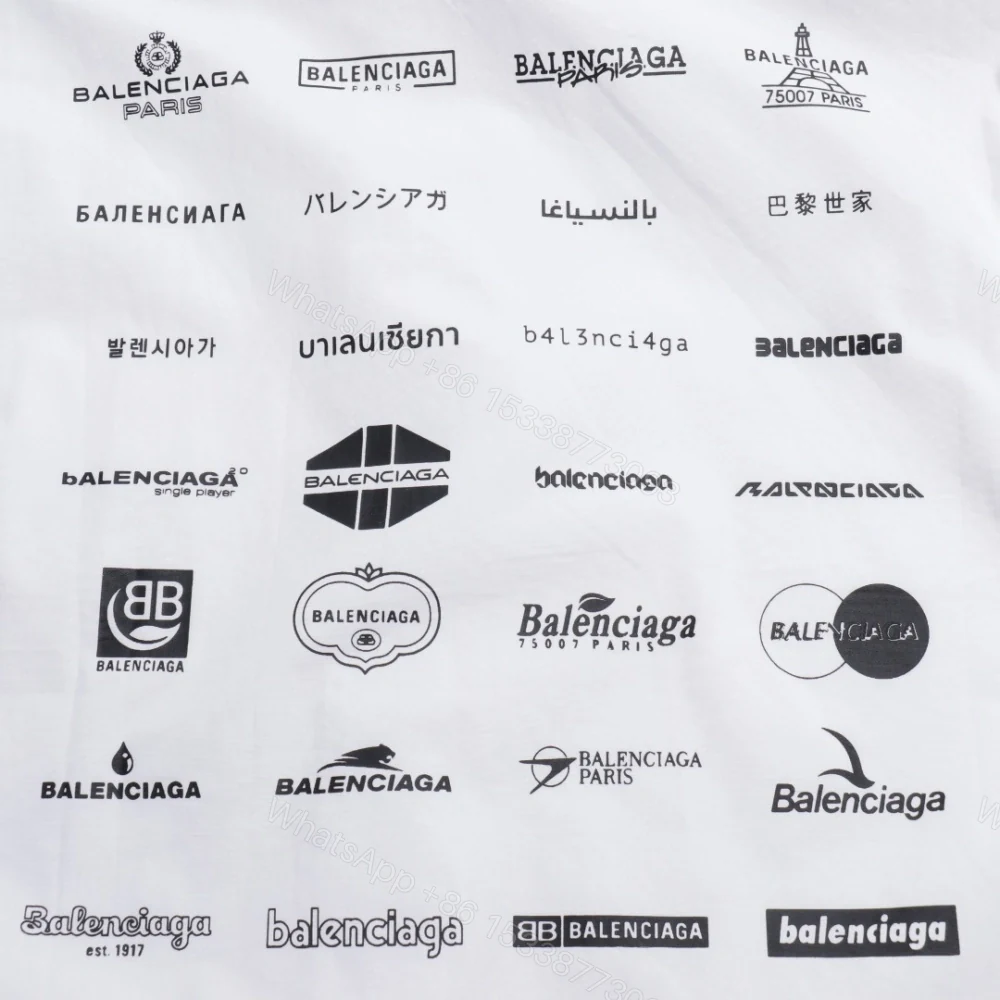 View 8 of 高仿Balenciaga*SS24系列725377歷代LOGO襯衫白色