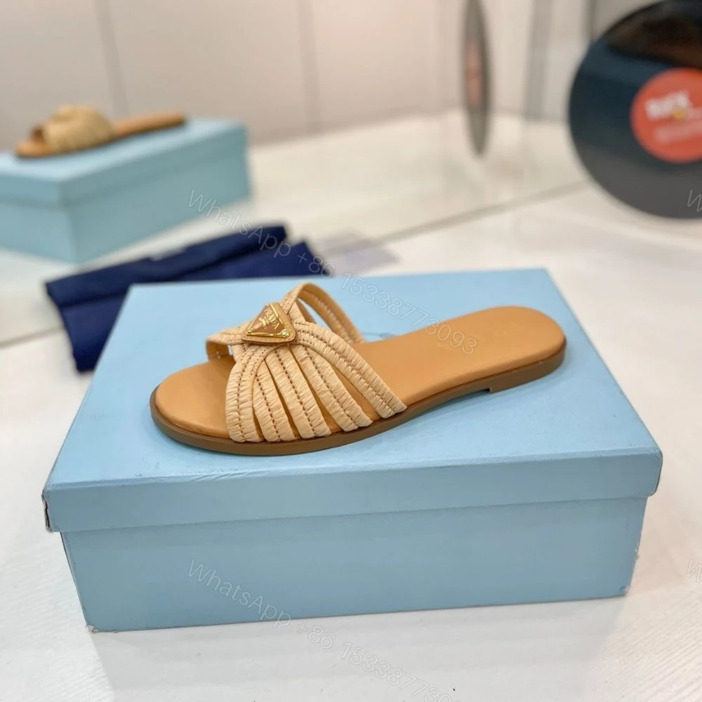 View 4 of Prada Crochet Slides Natural