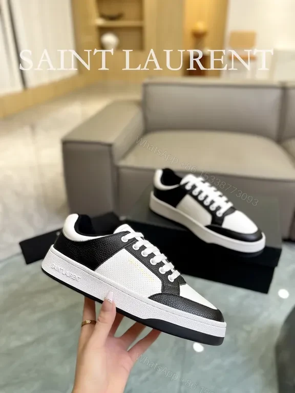 View 2 of Monochrome Leather-Textured Low-Tops with Subtle Accents Sneakers