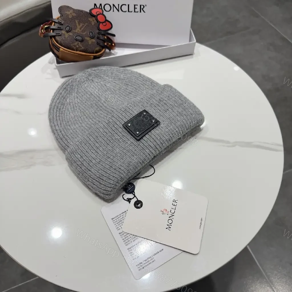 View 4 of Neutral Knit Beanie, Premium Wool Blend, Modern, Warmth, Beanie