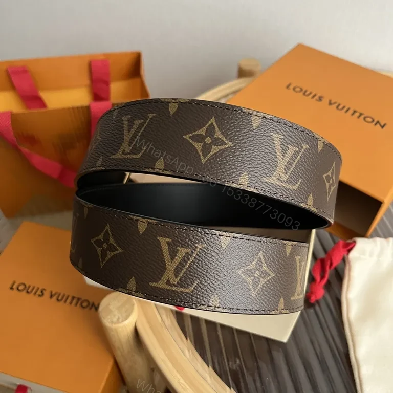 View 8 of Bold Monogram Leather Belt with Luxe LV-Style Hardware